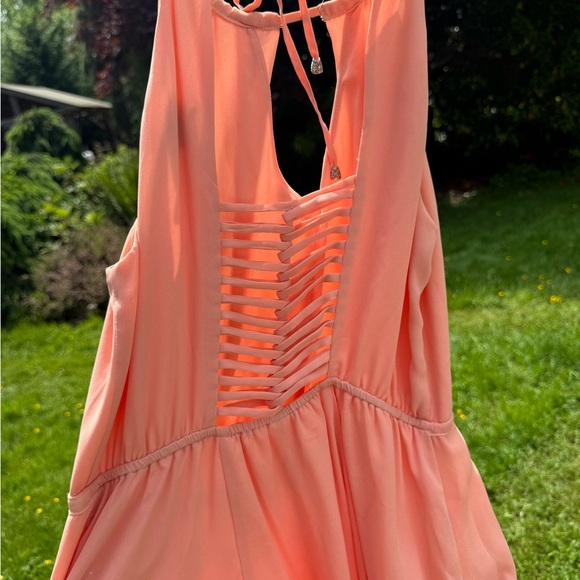 Greylin Pink Ruched Tie Front Sundress - Picture 3 of 7